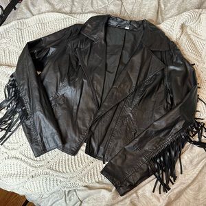 Fringe Faux Leather Jacket